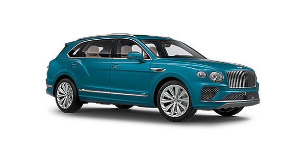 Bentley Hangzhou - Xihu Bentley Bentayga EWB Azure front side angled view in Topaz blue coloured exterior. 